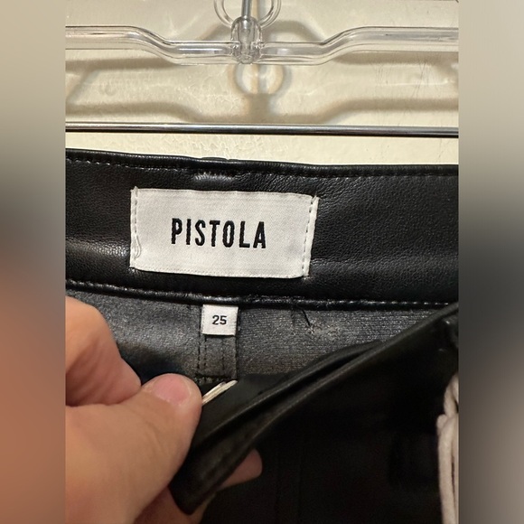 Pistola Aline High Rise Vegan Leather Slim Skinny Pant Onyx Black‎ Size 25 - Picture 5 of 8